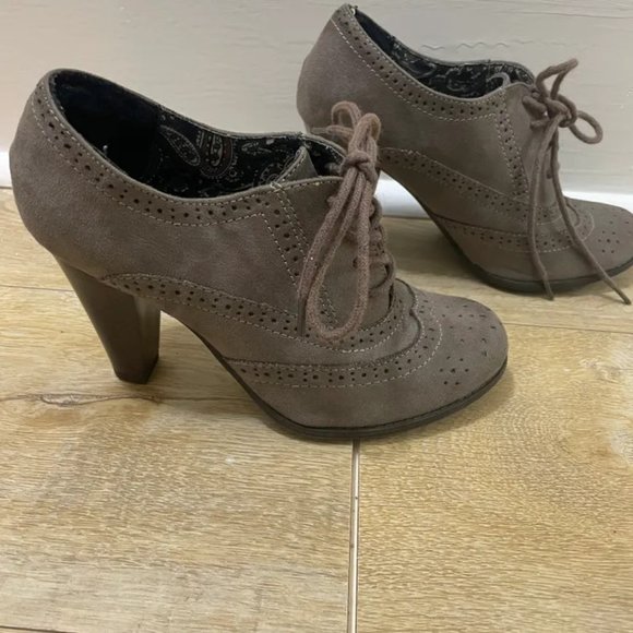 Suede Laced Bootie Heels - Picture 2 of 3